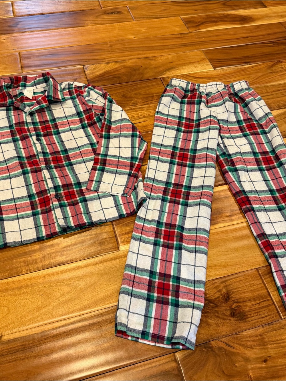 Kids Red & Green Plaid Flannel Pajama Set Christmas Sz 10/12